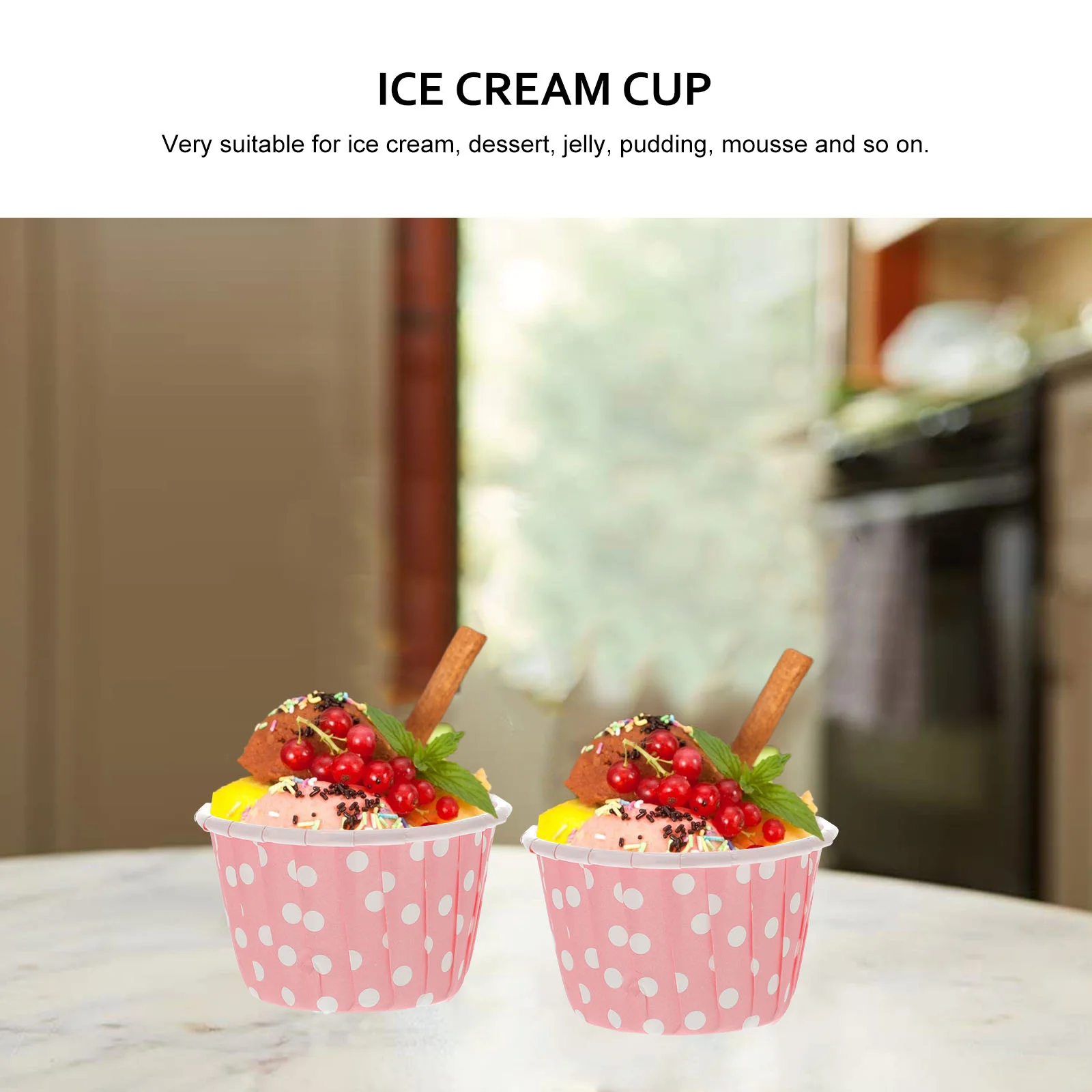50 Pcs Ice Cream Cups Plastic Disposable Bowls Dessert Containers for Desserts Paper Party Cupcake Liners Plate