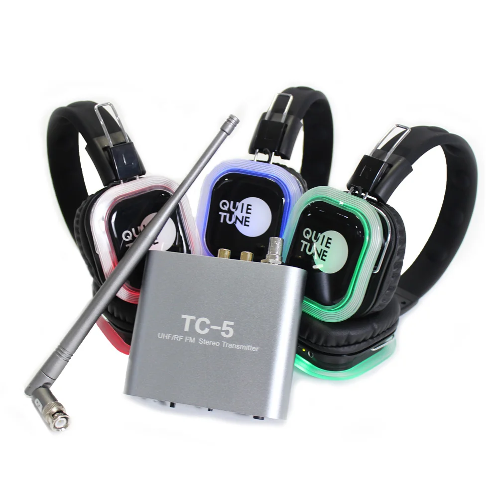 TC-5 More Channels 500M Dj Foldable Wireless Stereo Silent Disco Headphone and Transmitter