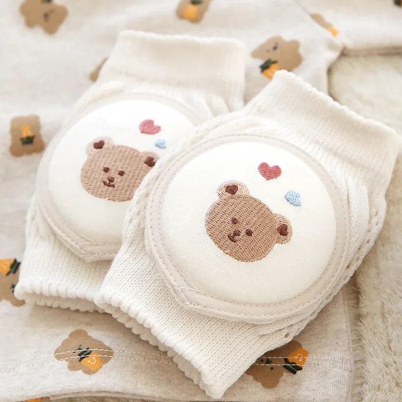 Children Leg Warmers Knee Protector 2pc Baby Cartoon Knee Pads Cotton Mesh Crawling Elbow Toddler Protector Safety Infant Kneepad Leg Warmer Kids Cushion Legging