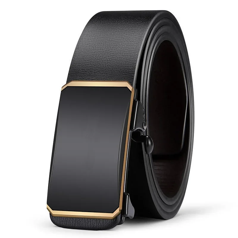 Herren Gürtel Aus Echtem Leder – Automatik-Schnalle Grau, 125 Cm