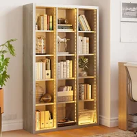 Living Room Furniture 15 Cube Bookcase Storage Shelf Organizer with LED Lights, 5 Tier Bookshelves and Bookcases Display Shelves 1