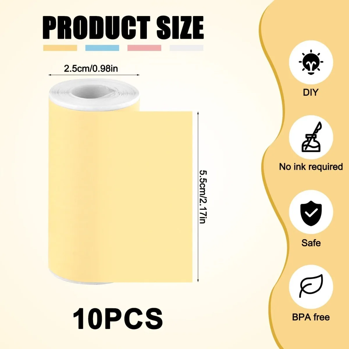 Self-Adhesive Thermal Mini Printer Paper,Compatible with Pocket Portable Printers 57 x 25mm for Sticker Labels, Photography