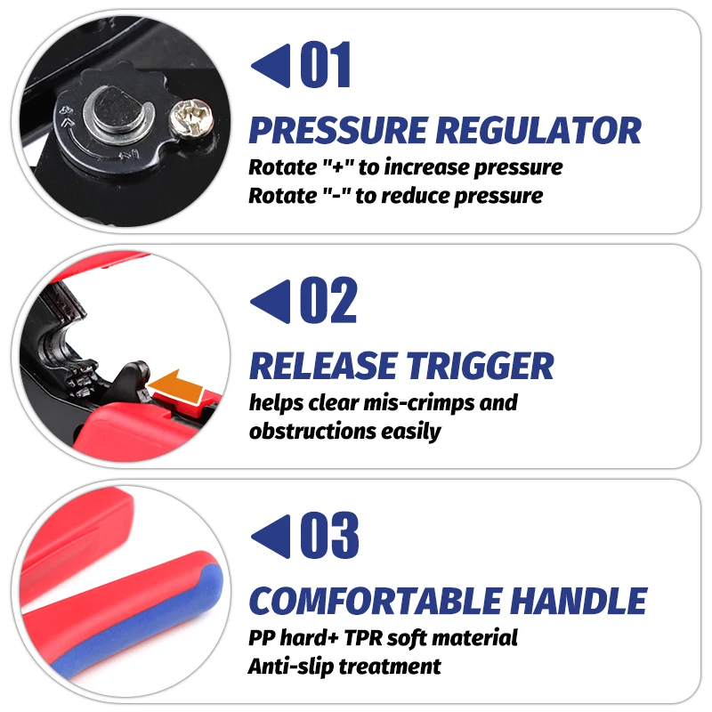 Crimping Tools SN-2549S For PH2.0/XH2.54/2.8/3.0/3.96/KF2510/JST Terminal AWG 28-18 (0.08-1.0mm&sup2;) Wire Ratcheting Pliers