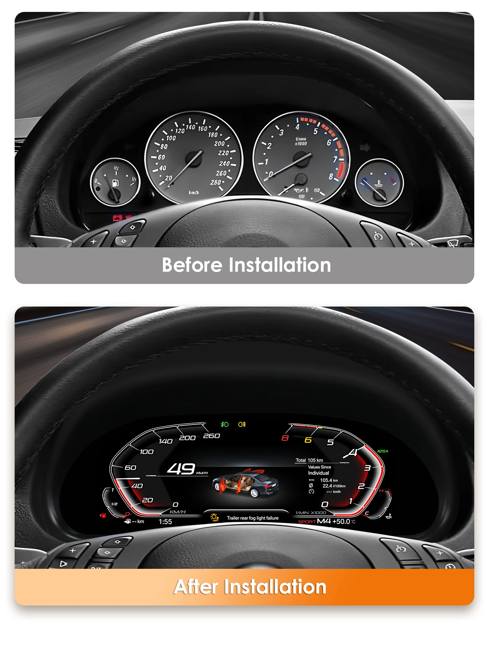 Panel de Instrumentos Digital Hizpo de 10.25'' para BMW X5 E53 / Serie 5 E39 1999-2006, Pantalla LCD, Android Auto, Sin Radio 6