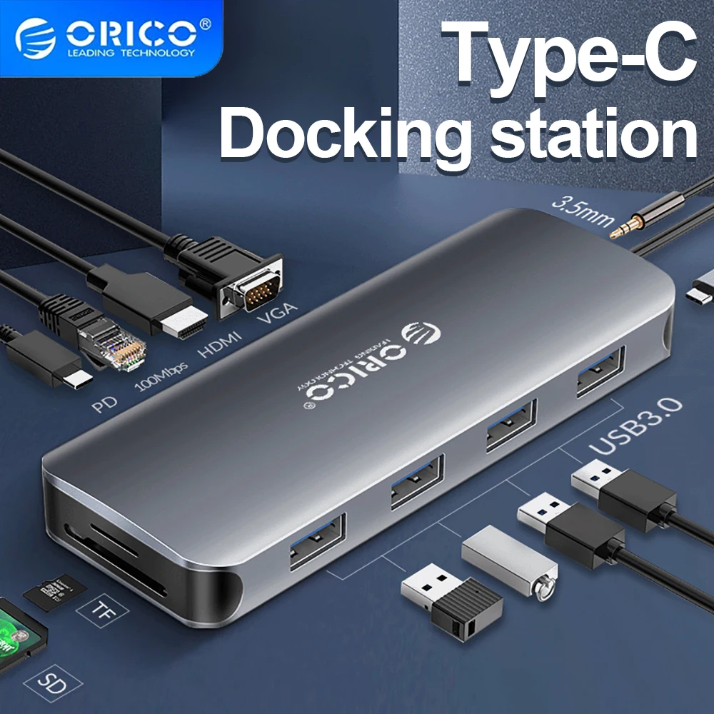 

ORICO USB C HUB 4K30Hz USB C to HDMI 2.0 RJ45 USB 3.0 PD Adapter for Macbook iPad Pro Air M2 M1 PC Accessories USB C Splitter