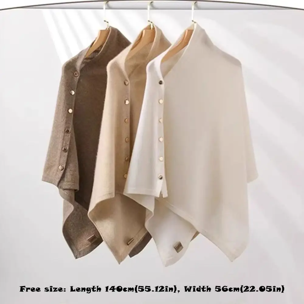 New Autumn Winter Pashmina Shawl with Button Casual Irregular Knitted Thick Warm Poncho Fashion Shoulder Top Sweater Shawl Scarf