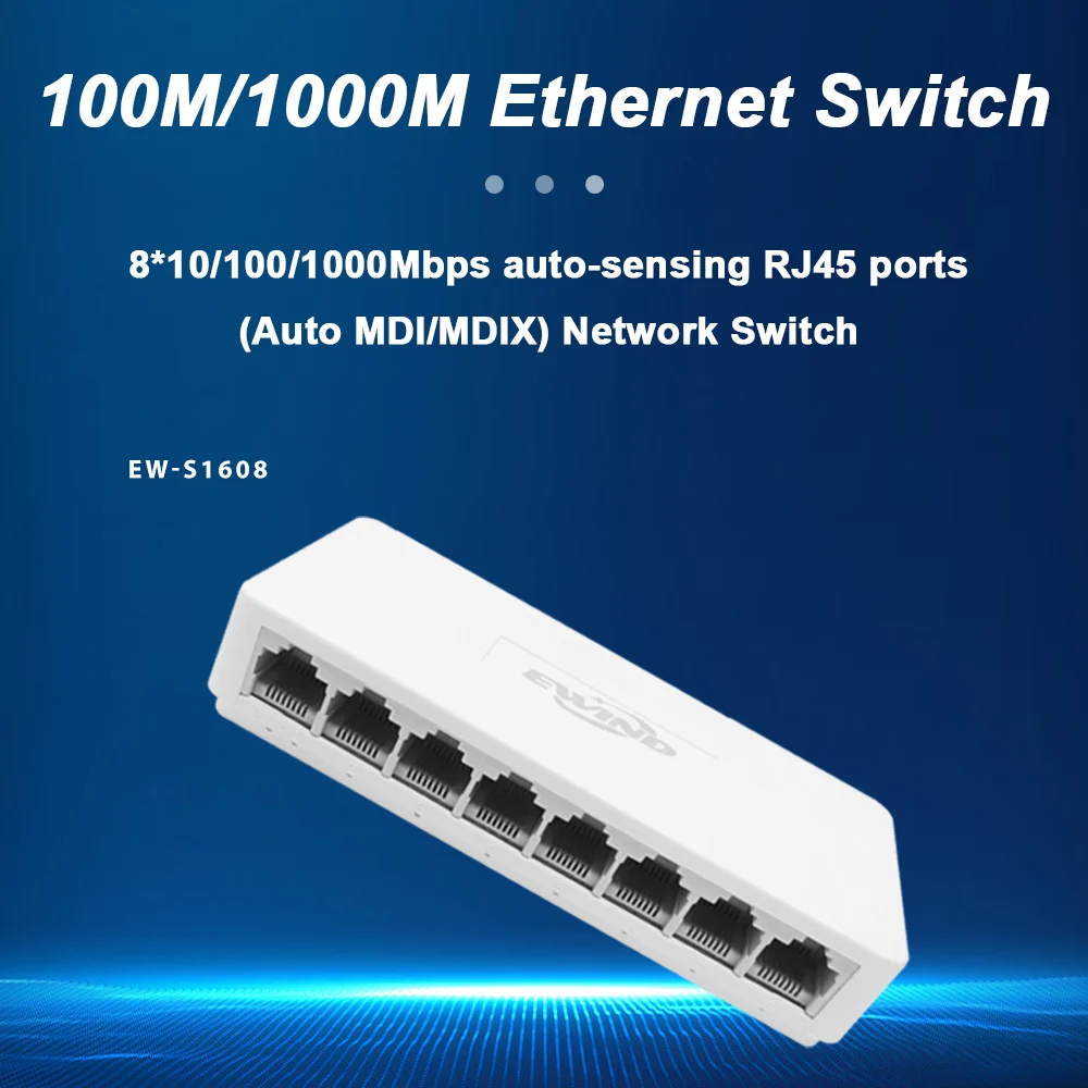 Desktop Gigabit Rede Switch Adapter Rj45 Ethernet Switch Auto Mdi Mdix Switch Rápido Portas 10 Mbps 100 Mbps 1000mbps