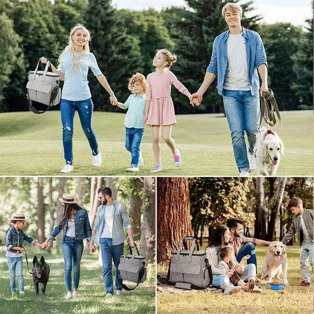 Dog Travel Bag Backpack Pet Accessories Organizer for Week Away/Overnight, w/ 2 Food Bags 1 Waterproof Placemat 2 Foldable Bowls 6