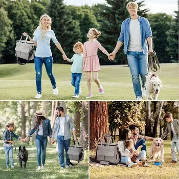 Dog Travel Bag Backpack Pet Accessories Organizer for Week Away/Overnight, w/ 2 Food Bags 1 Waterproof Placemat 2 Foldable Bowls 6