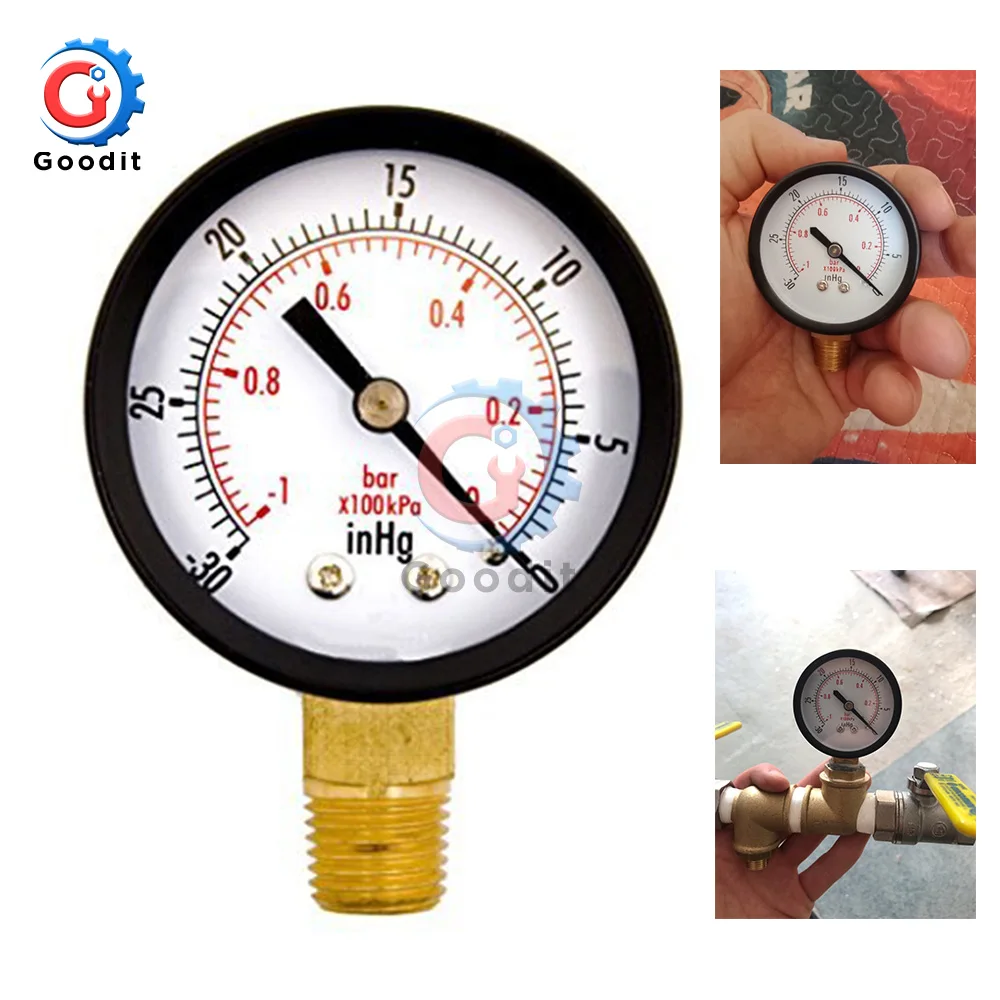 Portable Dual Scale Dial Gauge 1/4" NPT-30HG/0PS Vacuum Pressure Meter Gauge Manometer 2" Dial Display Digital Pressure,pressure gauge