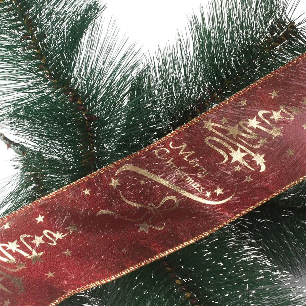 2m Silver Hot Stamping Ribbon Five-Pointed Star Christmas Tree Decoration Christmas Gift Wrapping Ribbon Decoration
