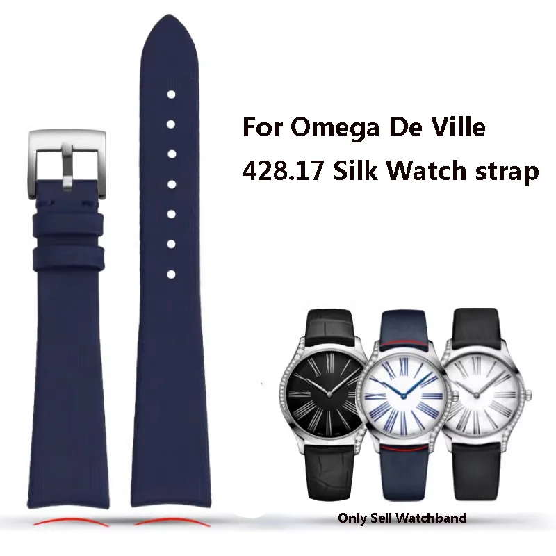 

Genuine Leather Watchband For Omega De Ville 428.17 Silk Watch Strap 18MM Arc Interface Wristband Waterproof Women's Bracelet