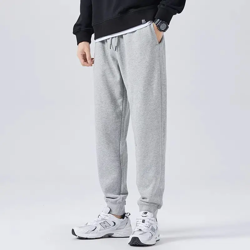 Summer New Thin Fashion Korean Casual Sports Pants Men Solid Elastic Waist Drawstring Patchwork Pocket Loose Straight Trousers