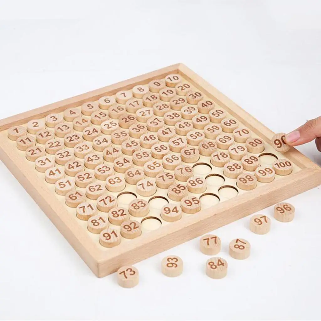 Wooden Hundred Board Game 1 to 100 Numbers Math Learning Toy