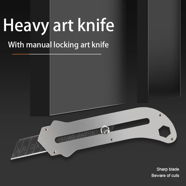 18mm Stainless Steel Box Cutter Retractable Utility Knife, Sharp Black SK5  Steel Blades Cutting Tools Package Opener