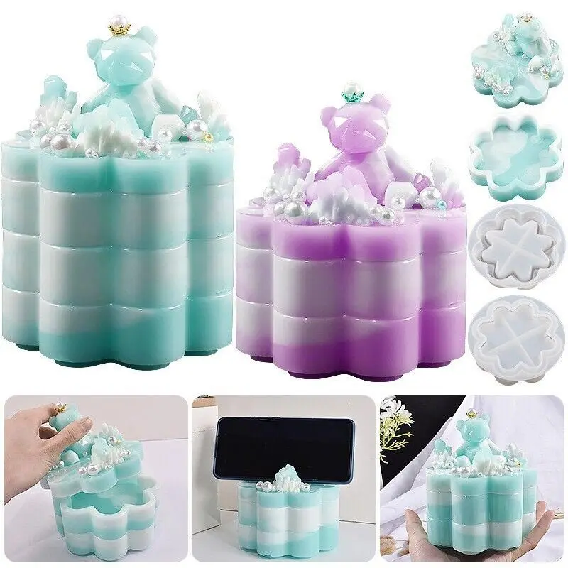 1 Set Jewelry Storage Molds Silicone Candy Container Box Mould Resin Epoxy Casting Mold DIY Handmade Home Decoration Crafts