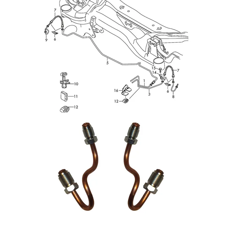 1 Pair Rear Brake Pipes For Vw Golf 5&6 Gti Passat Touran Skoda Seat Audi A3 & A1195 1K0611763E 1K0611763F Cars Accessories Part