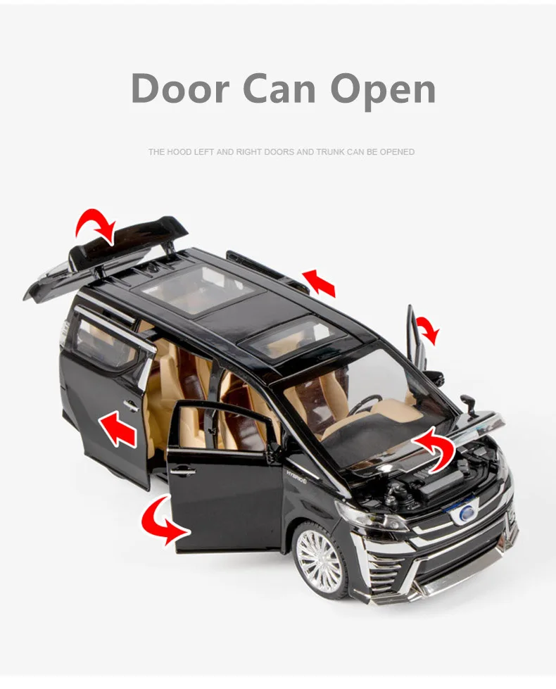 VELLFIRE ミニカー 4台セット 1:24 Toyota VELLFIRE MPV Alloy Car Model Diecast Toy Vehicles