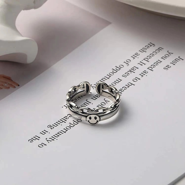 New Popular Cross Chain Opening Adjustable Punk Hip Hop Combination Ring Korean Fashion Temperament Men and Women Trend