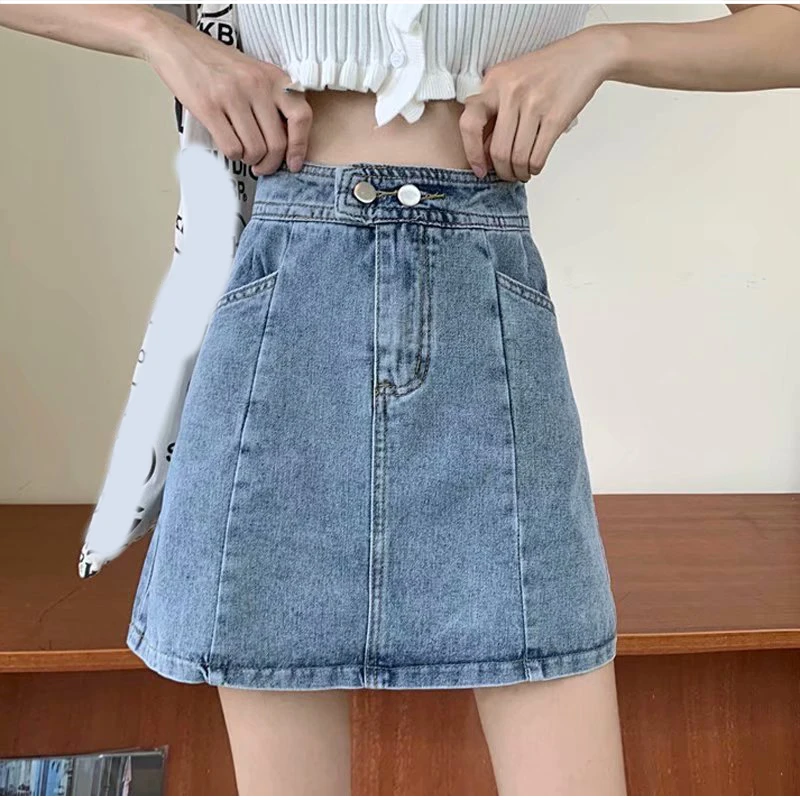 Streetwear Y2k High Waist A-line Mini Skirts Women Fashion Big Pockets Cargo Black Denim Skirt Korean Aesthetic Bodycon Bottoms tartan skirt