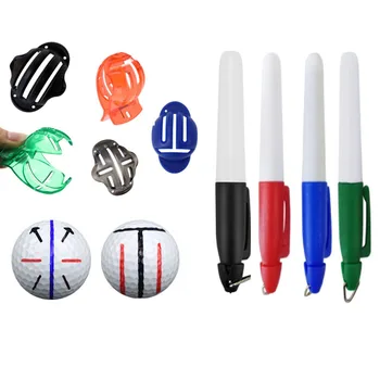 골프 공 라이너 마커 펜 포함, 트리플 라인, 다채로운 야외 템플릿 정렬 퍼팅 마크 라인, 골프 보조 훈련 용품