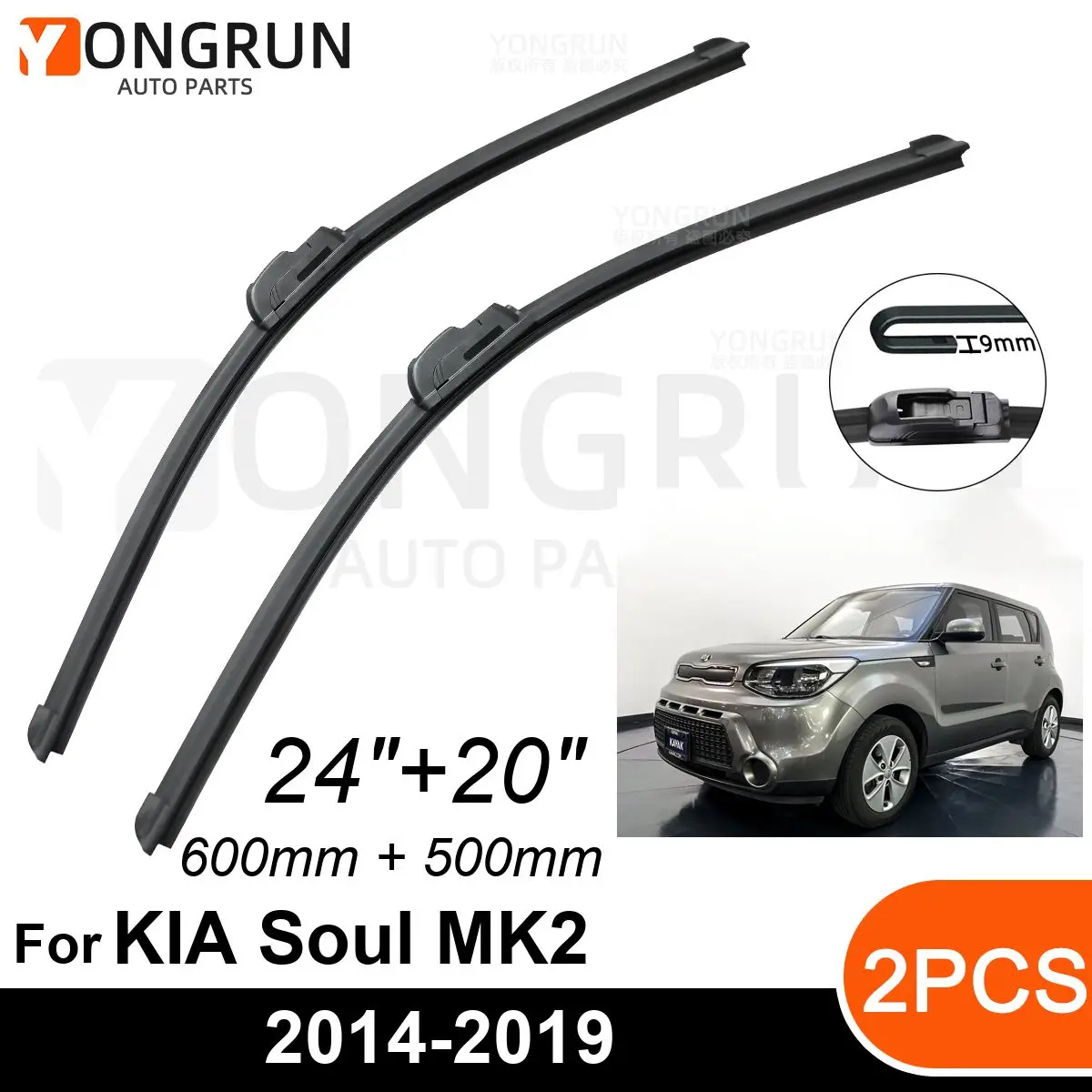 

Стеклоочистители передние Автомобильные для KIA Soul MK2 2014-2019, резиновые щетки стеклоочистителя 24 + 20 дюймов, аксессуары для лобового стекла автомобиля