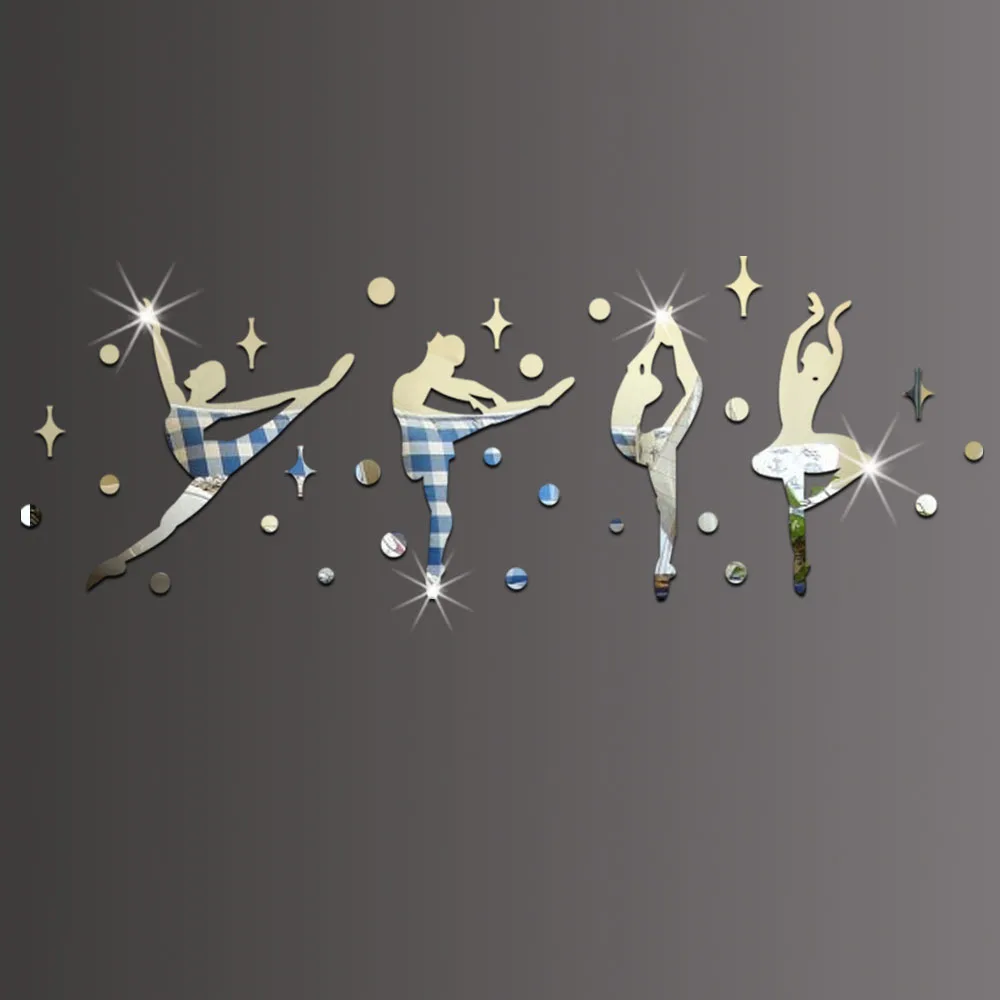 3D Acrylic Mirror Stickers for Girls' Dance Hall Training Kindergarten Wall Decoration Stickers DIY Ballet Dance Wall