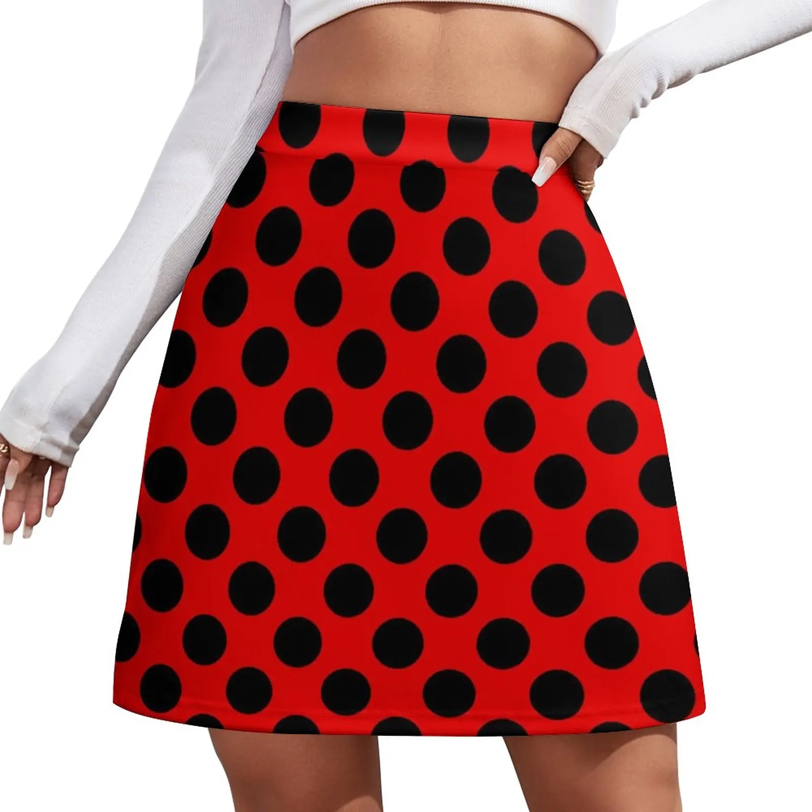 Big Red Polka Dot Print Design Mini Skirt korean style skirt Skirt pants