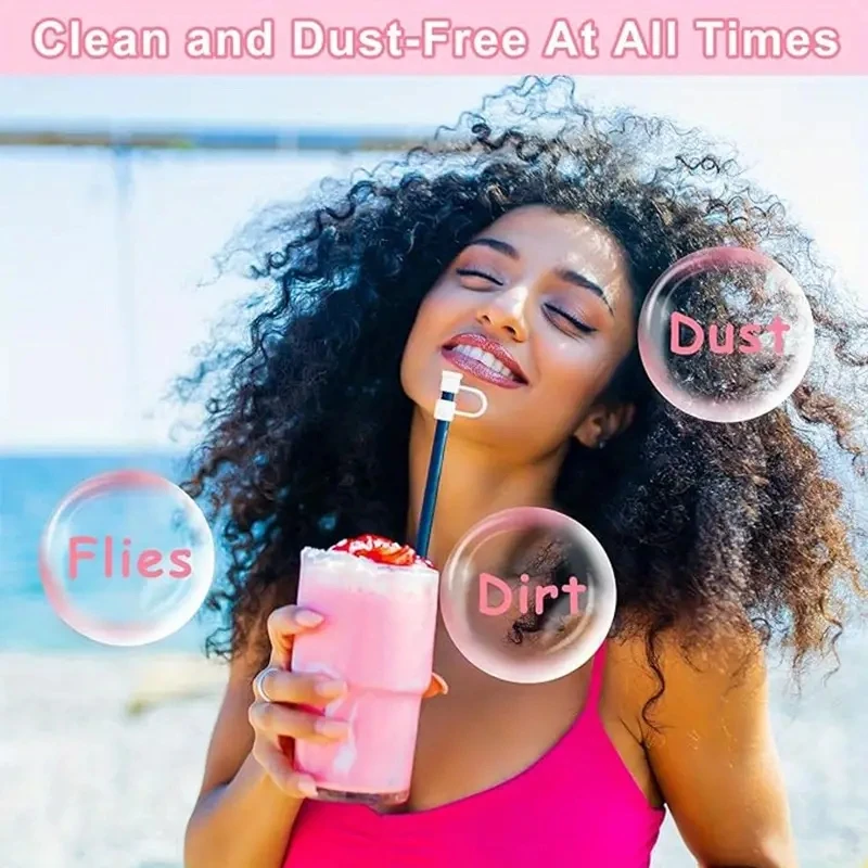 10PCS Silicone Straw Cap Solid Color Straw Stopper 7-8mm Dust Cap Candy Color Milk Tea Beverage Cover