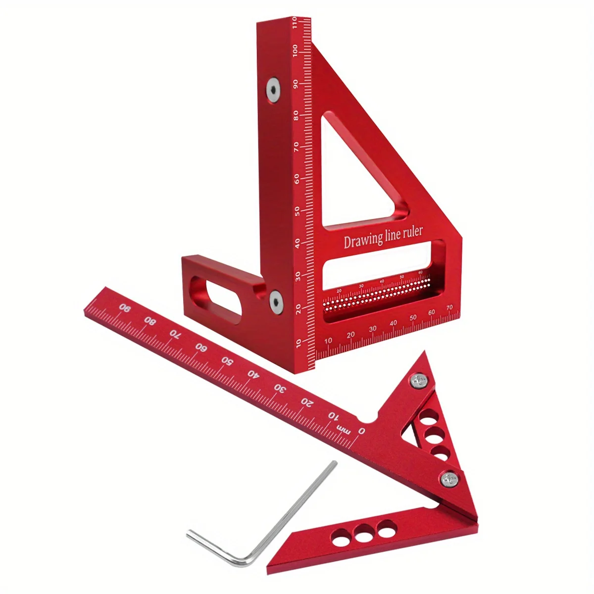 Carpenter Square Protractor Center Scribe Gauge Kit Center Finder Miter Triangle Ruler T-Type Scriber Layout Measuring Ruler measuring ruler woodworking square woodworking protractor woodworking measuring tool