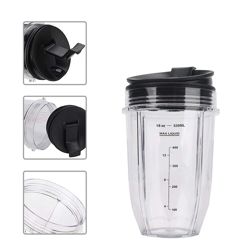 2 Pcs 18Oz Replacement Ninja Blender Cups with Lid for Ninja Auto IQ BL480  BL642 BL450 BL682 BL480, BL490, BL640 BL680 - AliExpress