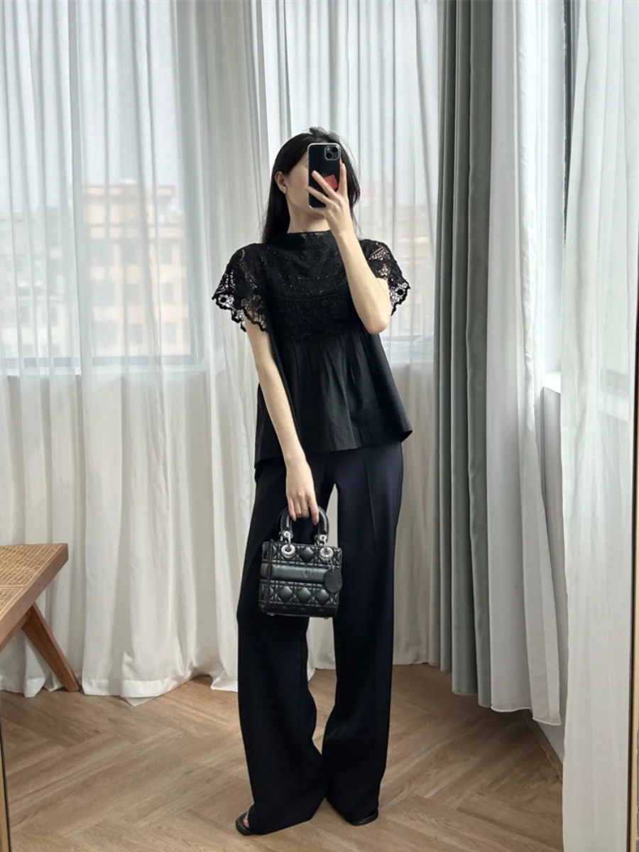 

"Commuter God Pants" 2024 Early Spring French high-waisted wool blend suit pants women's casual straight leg wide pants