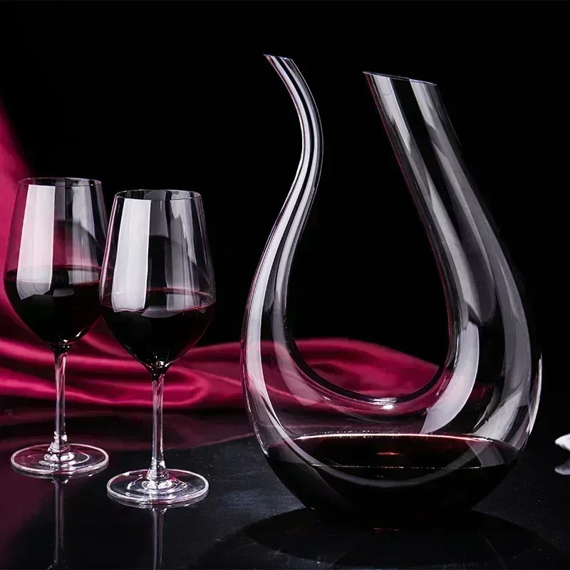 1500ML Crystal Wine Spiral 6-shaped Set Grade Wine Decanter Gift Box Harp Swan Decanter Creative Separator Bar Sets whiskey decanter set