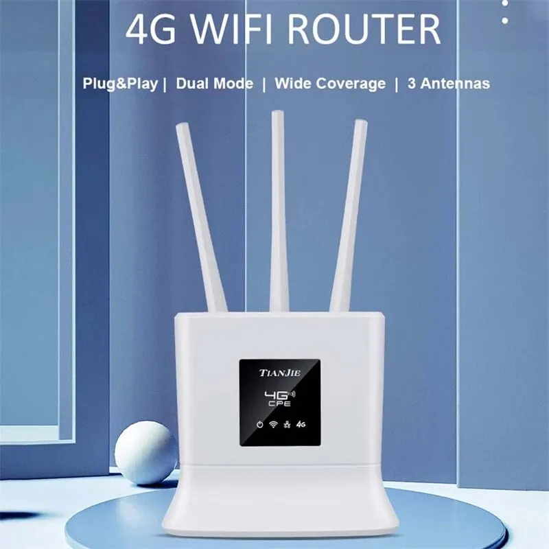 TIANJIE 4G Wifi Router Sim Card Wireless Modem For IP Camera Outdoor Hotspot Coverage LAN WAN Adapter with External Antenna