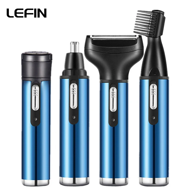 4in1 Electric Nose Hair Trimmer for Men Rechargeable Micro Shaver Beard Razor Eyebrow Trimmer Nose and Ear Cleaner Grooming Set