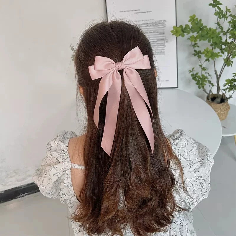 Lystrfac Fashion Fabric Ribbon Hair Bow Hairpin for Women Girls Hair clips Black White Bow Top Clip Female Hair Accessories woodville amelia white fabric fog