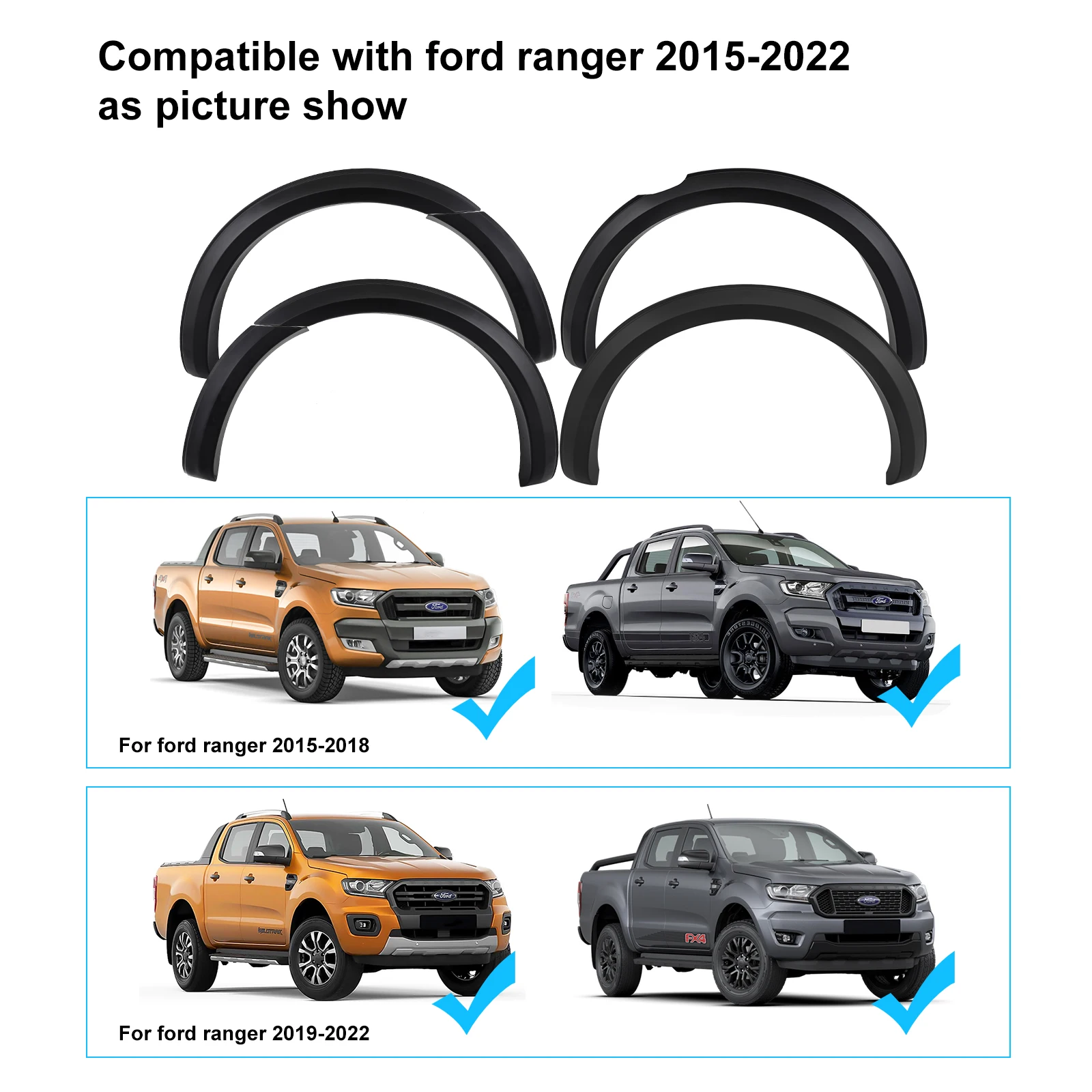 Matte Black Fender Flares Wheel Arch Extension For Ford Ranger 2015-2023  Wildtrak Limited XTL XL Double Cabin Car Accessories - AliExpress