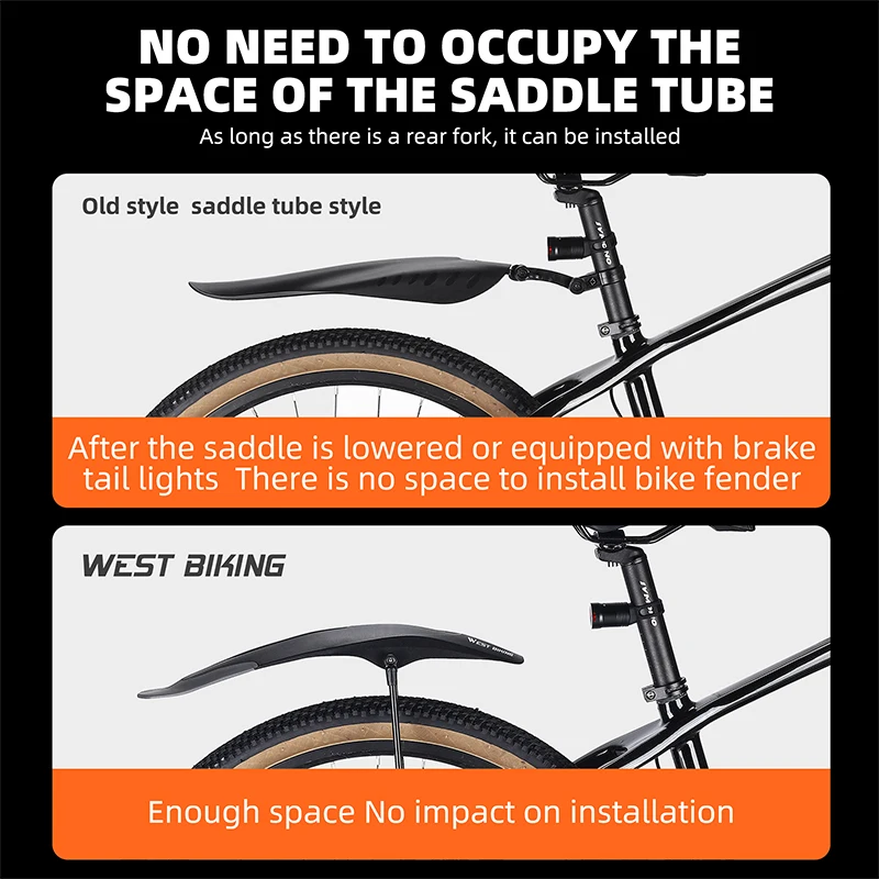 WEST BIKING Mountain Bike Fender Widen Adjustable 26-29 Inch MTB Bicycle Mudguard Front Rear Cycling Fenders Bike Accessories