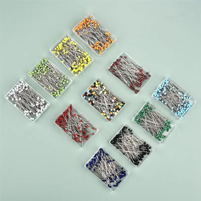 100Pcs Color Round Head Sewing Pins 38mm Glass Ball Head Positioning Pins DIY Dressmaking Jewelry Deco Sewing Accessories