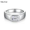 Follow Cloud 5*7mm 1.0ct Emerald Cut Moissanite Diamond Engagement Ring for Men 925 Sterling Silver Plated 18K Gold Wedding Band 1