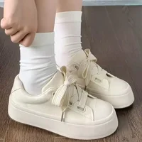 Casual Canvas Sneakers Thick Bottom Versatile White Shoes Spring Autumn Commute Breathable Sports Women's Footwear