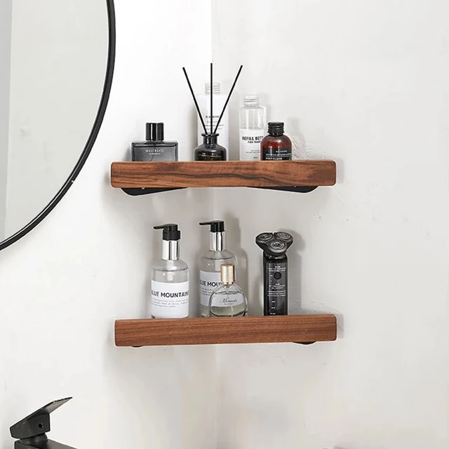 Shelves Shampoo Black Bathroom  Shower Corner Shelves Kitchens - Wood  Black Bathroom - Aliexpress