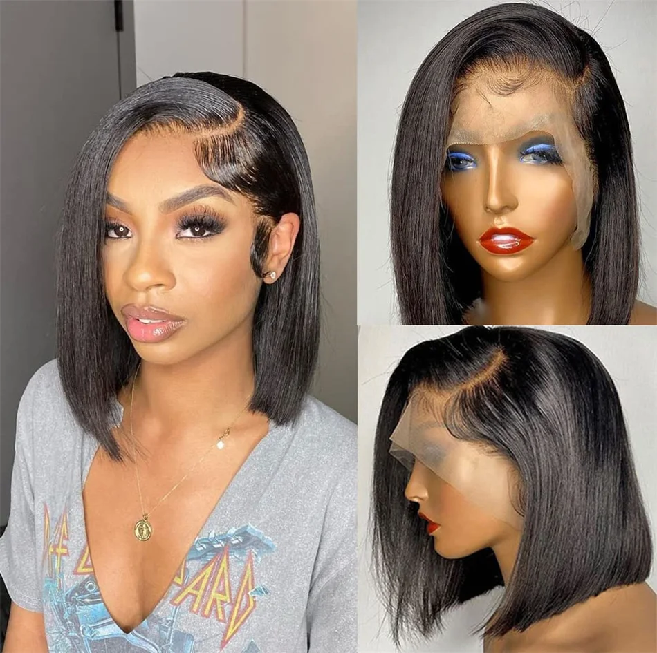 

13x4 Lace Front Short Bob Wig Straight Natural Black Human Hair Wigs for Black Women Pre Plucked Closure Wig Brazilian Hair
