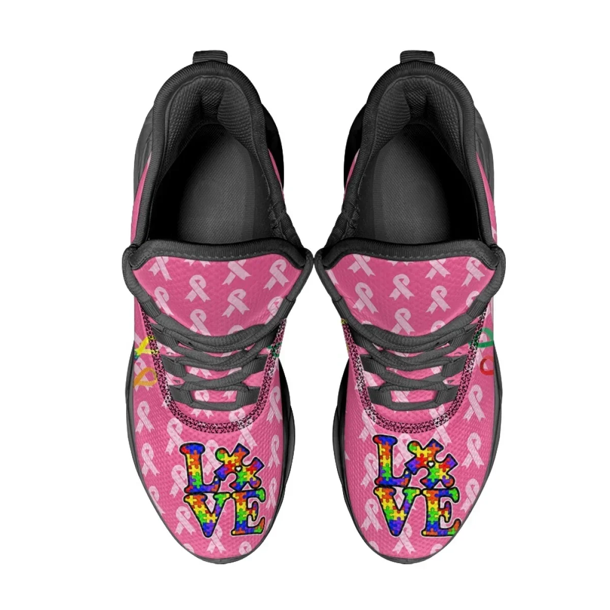 Autism Awareness Patterns Colorful Puzzle Print Sneakers For Women Summer Fall Outdoor Sports Running Shoes Breathable Trainers