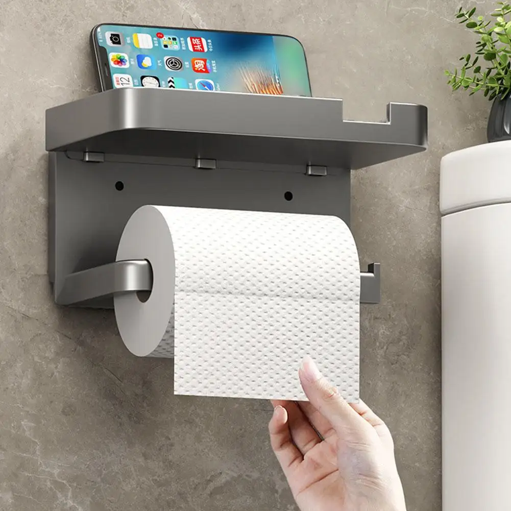 Toilet Paper Holder with Storage Tray