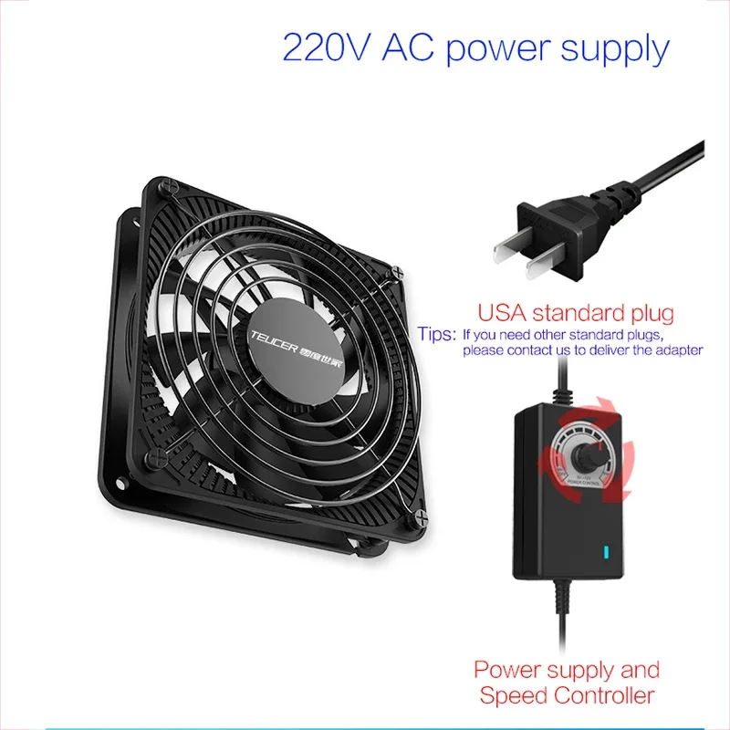 Teucer 3000rpm 120 mm Grande Volume de ar 220v Btc Máquina de Mineração Estação de Trabalho Gabinete Servidor Case Sistema de Refrigeração Ventilador com Adaptador - Imagem 6