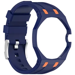Silicone Strap with Integrated Watch Band and PC Case Accessories - Swatch Royal Pop (Deep Blue Orange-)