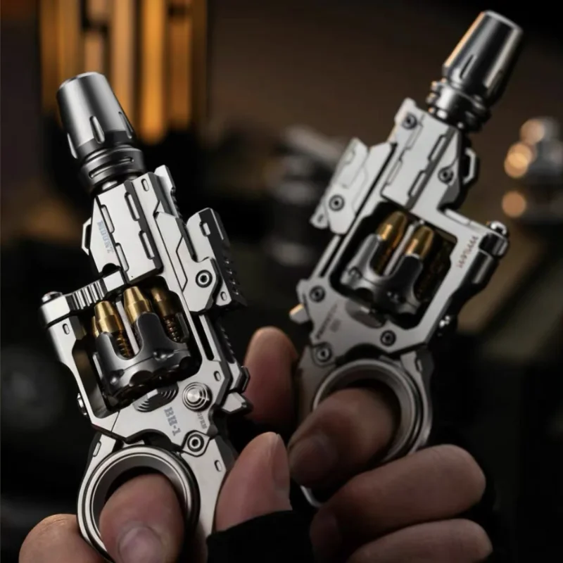 EDC Saboteur Revolver Flip Push Slider Gun Decompression Fidget Spinner Stress Relief Titanium Alloy Fingertip Ratchet Gyro Toy fidget toy,sensory fidget toy,anti stress toy,finger sensory toy,fingertip gyroscope toy