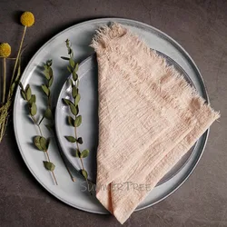 Rustic Cotton Gauze Napkins - Vintage-Style Tea Towels for Elegant Table Decoration (Peach)