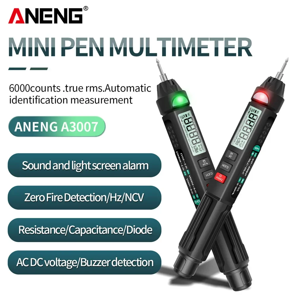 ANENG A3007 Digital Professional Multimeter Pen 6000 Counts Non-Contact Automatic AC/DC Voltage Ohm Tester Capacitance For Tool